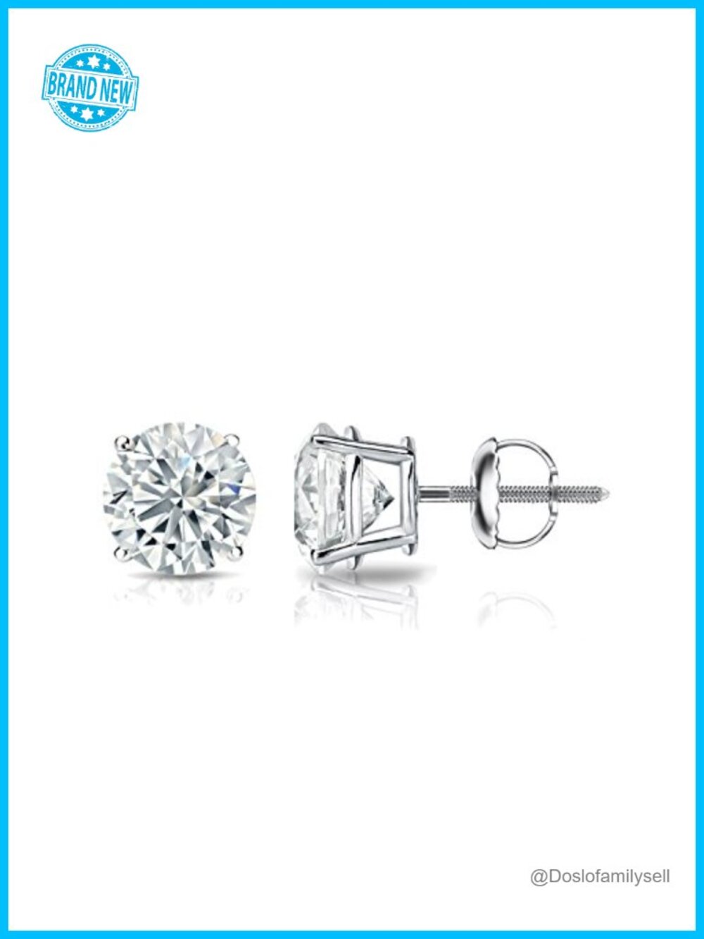 14k White Gold Lab Grown Diamond Stud Earrings 1 Carat Screw Back